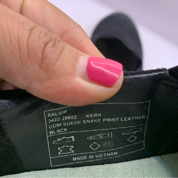 SALVIA black fabric platform loafers KERN COW SUEDE snake print size EU 40 US 9 - Picture 9 of 11